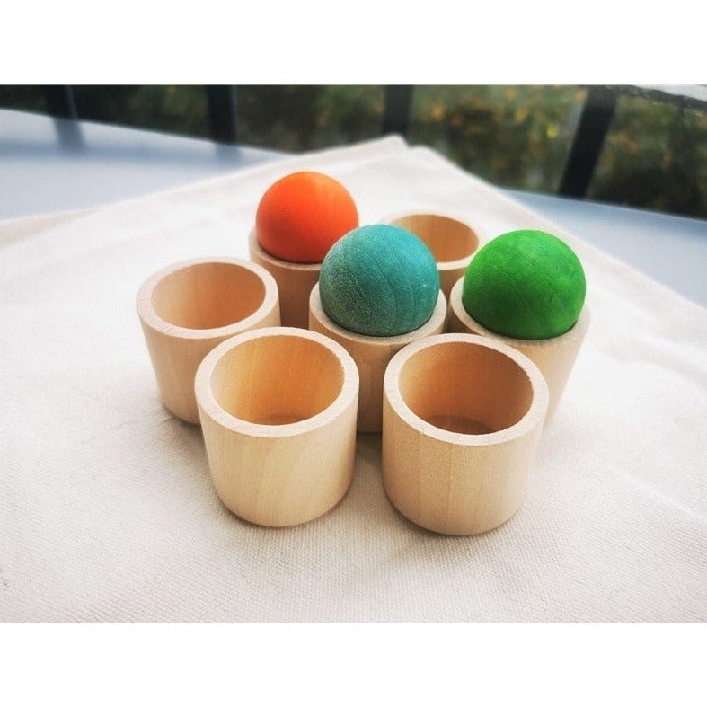 Wooden Color Sorting Set | Montessori Balls, Cups, Peg Dolls & Rings