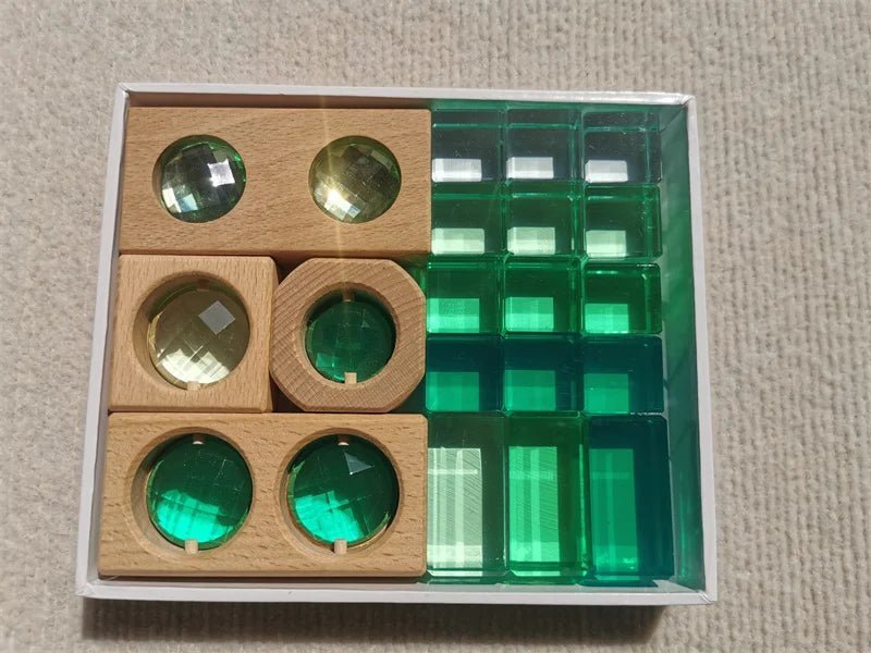 Montessori Wooden Cubes with Acrylic Gems - Oliver & Company Montessori Toys