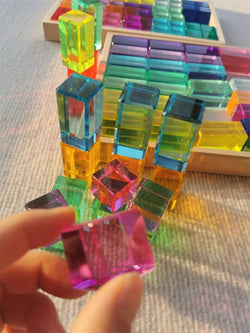 Montessori Wooden Cubes with Acrylic Gems - Oliver & Company Montessori Toys