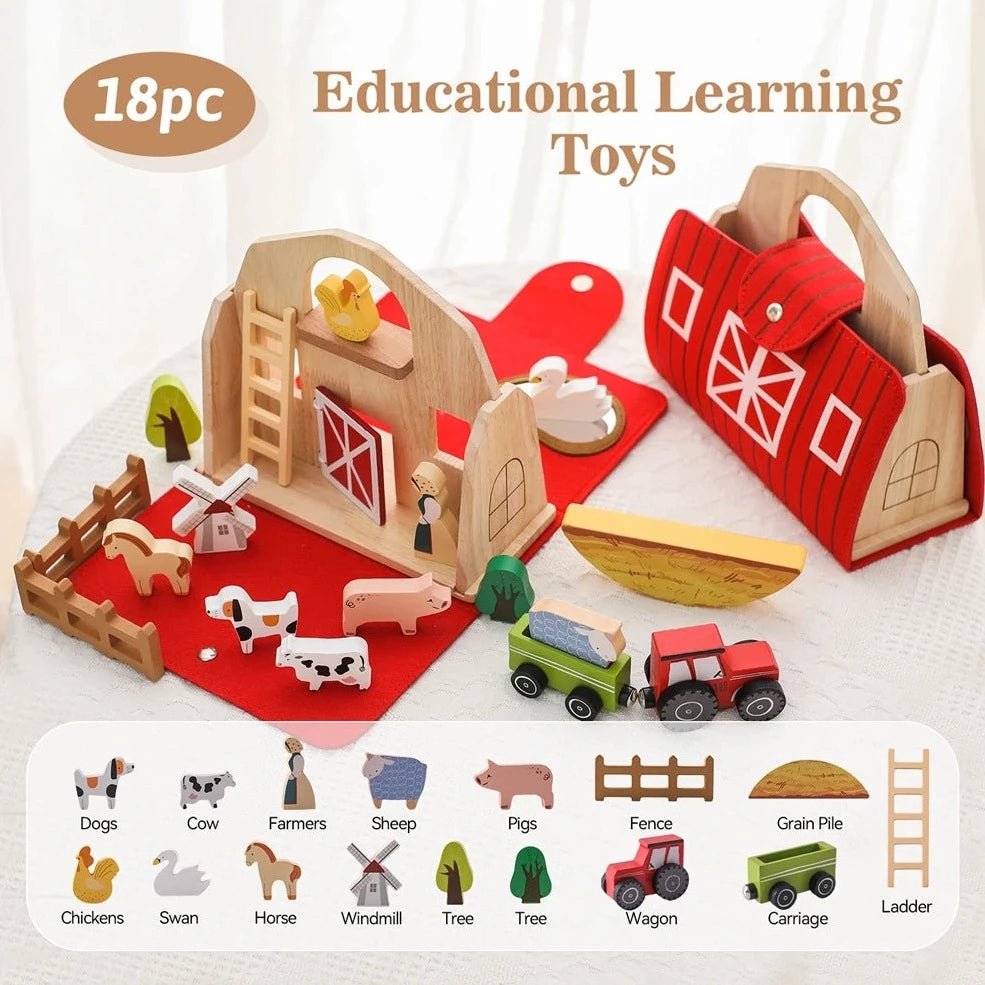 Montessori Wooden Farmhouse Toy - Oliver & Company Montessori Toys