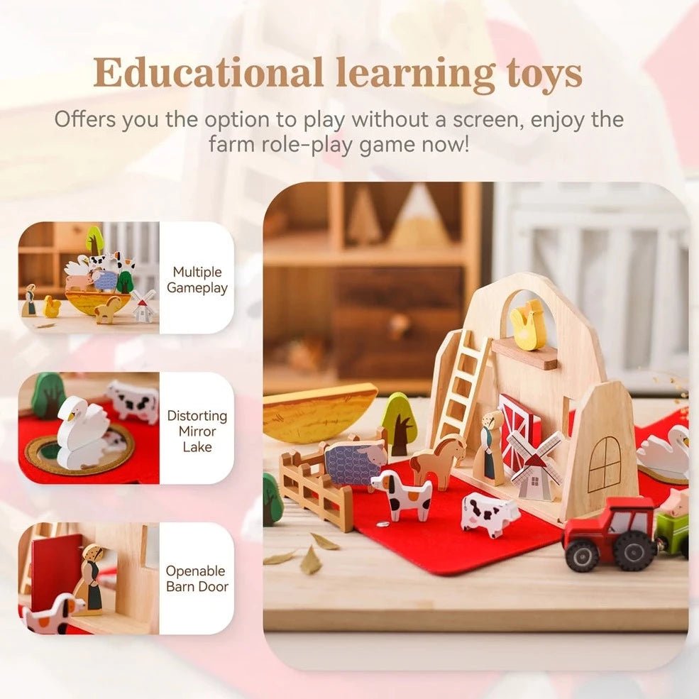 Montessori Wooden Farmhouse Toy - Oliver & Company Montessori Toys