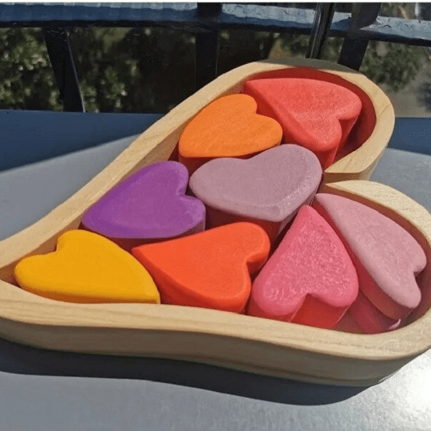 Montessori Wooden Heart Blocks - Oliver & Company Montessori Toys