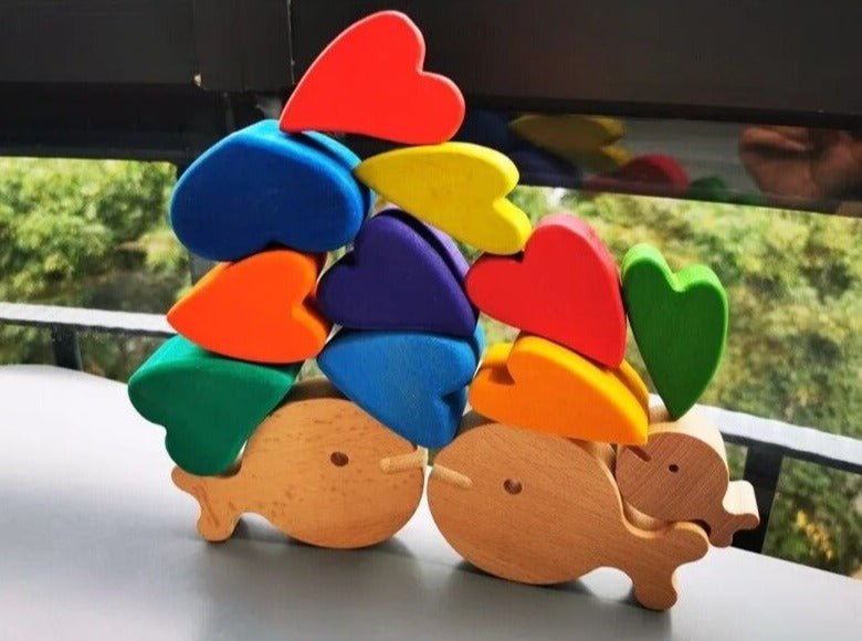 Montessori Wooden Heart Blocks - Oliver & Company Montessori Toys