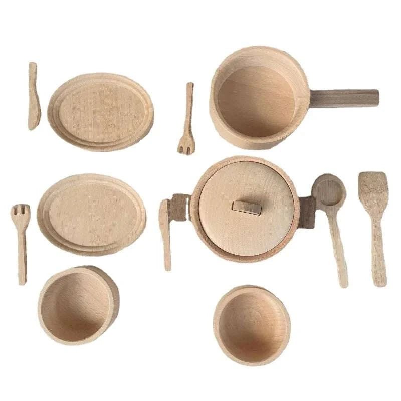 Montessori Wooden Log Dinnerware Set - Oliver & Company Montessori Toys