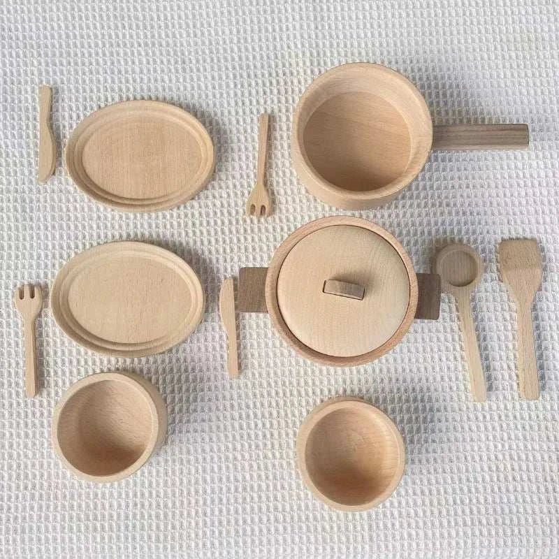 Montessori Wooden Log Dinnerware Set - Oliver & Company Montessori Toys