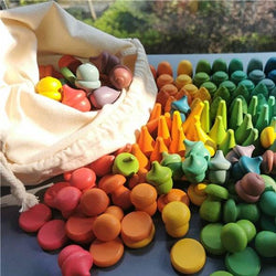 Montessori Wooden Loose Parts Set: 108-324 Pieces - Oliver & Company Montessori Toys