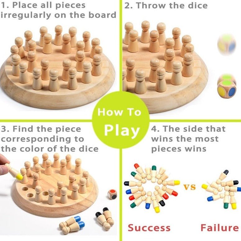 Montessori Wooden Memory Match Chess Game - Oliver & Company Montessori Toys