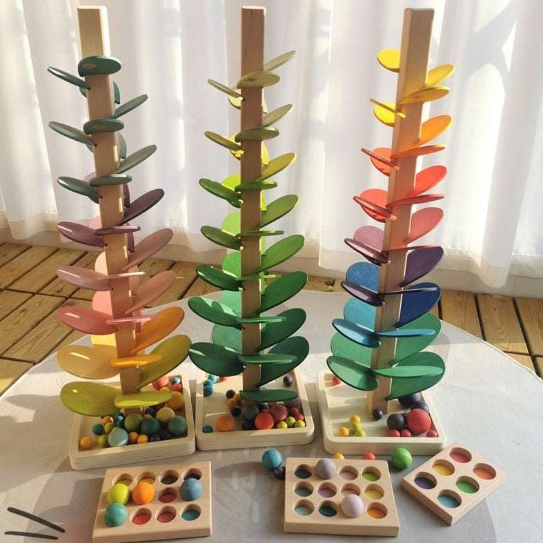 Montessori Wooden Music Sounding Tree and Marbles with Trays - Oliver & Company Montessori Toys