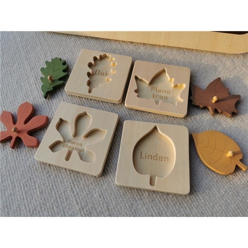 Montessori Wooden Noah's Ark Puzzle and Leaf Puzzles Set - Oliver & Company Montessori Toys
