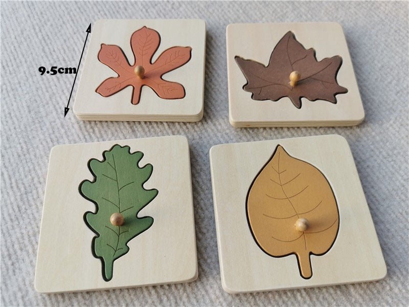 Montessori Wooden Noah's Ark Puzzle and Leaf Puzzles Set - Oliver & Company Montessori Toys