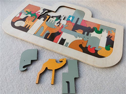 Montessori Wooden Noah's Ark Puzzle and Leaf Puzzles Set - Oliver & Company Montessori Toys