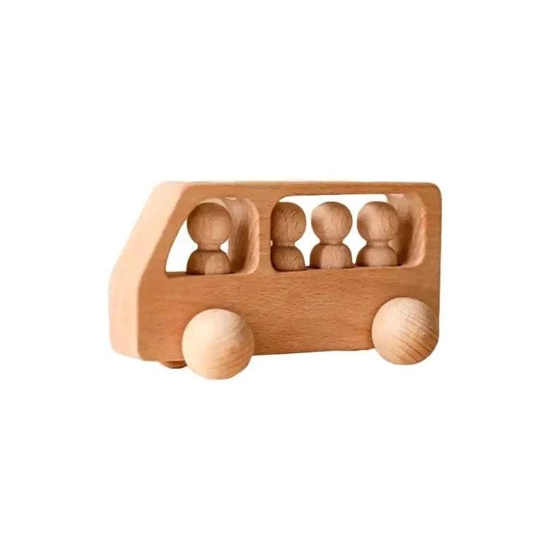 Montessori Wooden Peg Dolls Bus and Car - Oliver & Company Montessori Toys