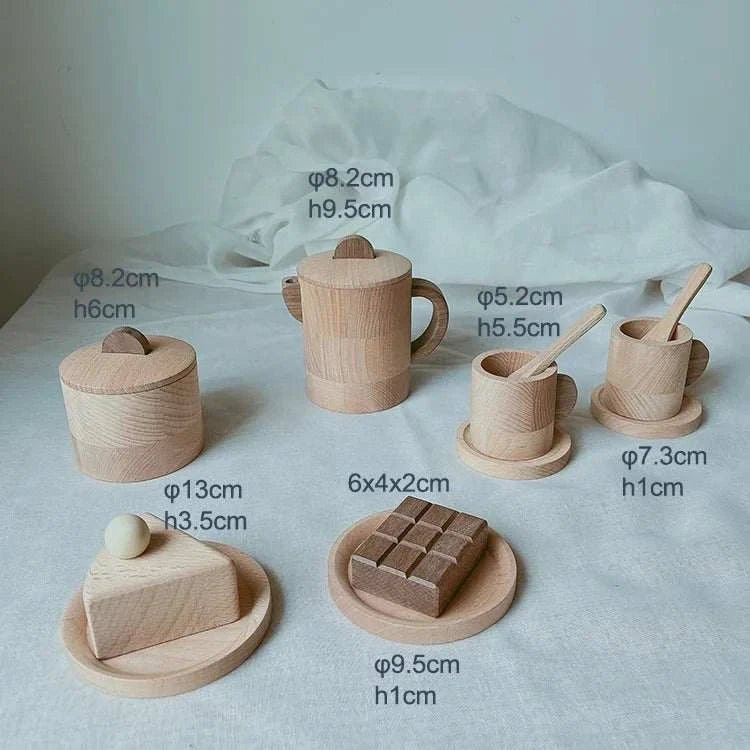 Montessori Wooden Play Kitchen Tea Set - Oliver & Company Montessori Toys