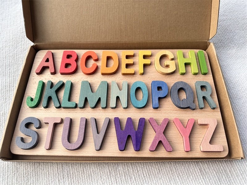 Montessori Wooden Rainbow Alphabet Puzzles - Oliver & Company Montessori Toys
