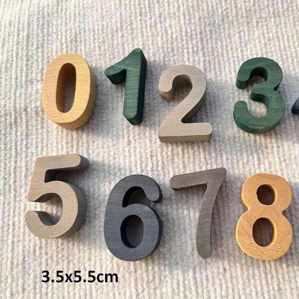 Montessori Wooden Rainbow Alphabet Puzzles crafted from beech wood, featuring wooden numbers, designed to enhance children's creativity and problem-solving skills.
