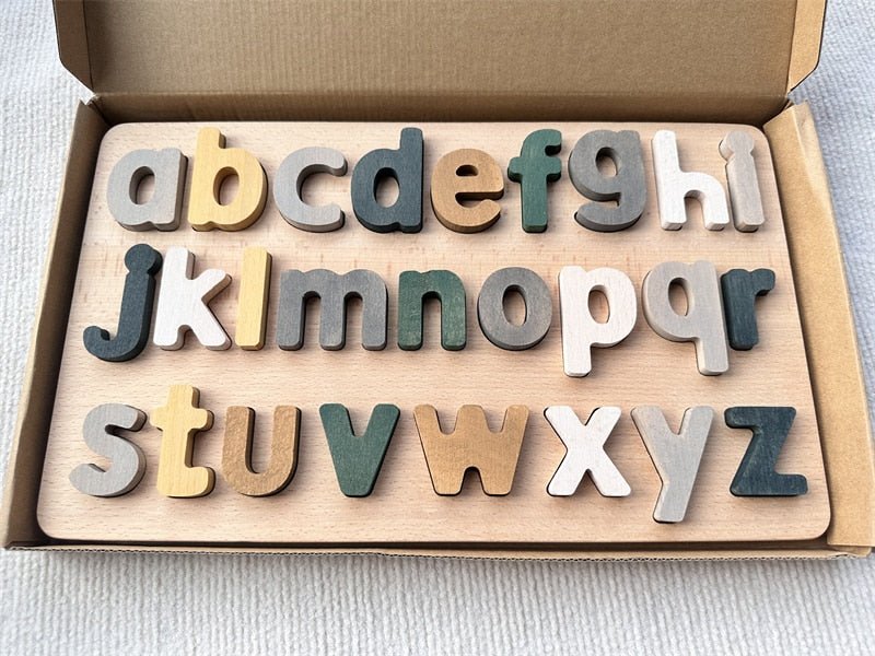 Montessori Wooden Rainbow Alphabet Puzzles - Oliver & Company Montessori Toys