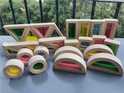 Montessori Wooden Rainbow & Mirror Block Sets - Oliver & Company Montessori Toys