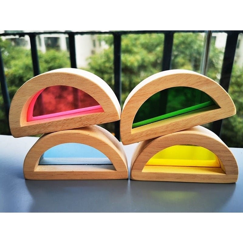 Montessori Wooden Rainbow & Mirror Block Sets - Oliver & Company Montessori Toys