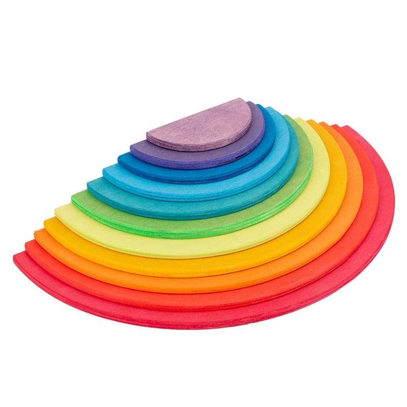 Montessori Wooden Rainbow Semicircles - Large 11-Piece Set - Oliver & Company Montessori Toys