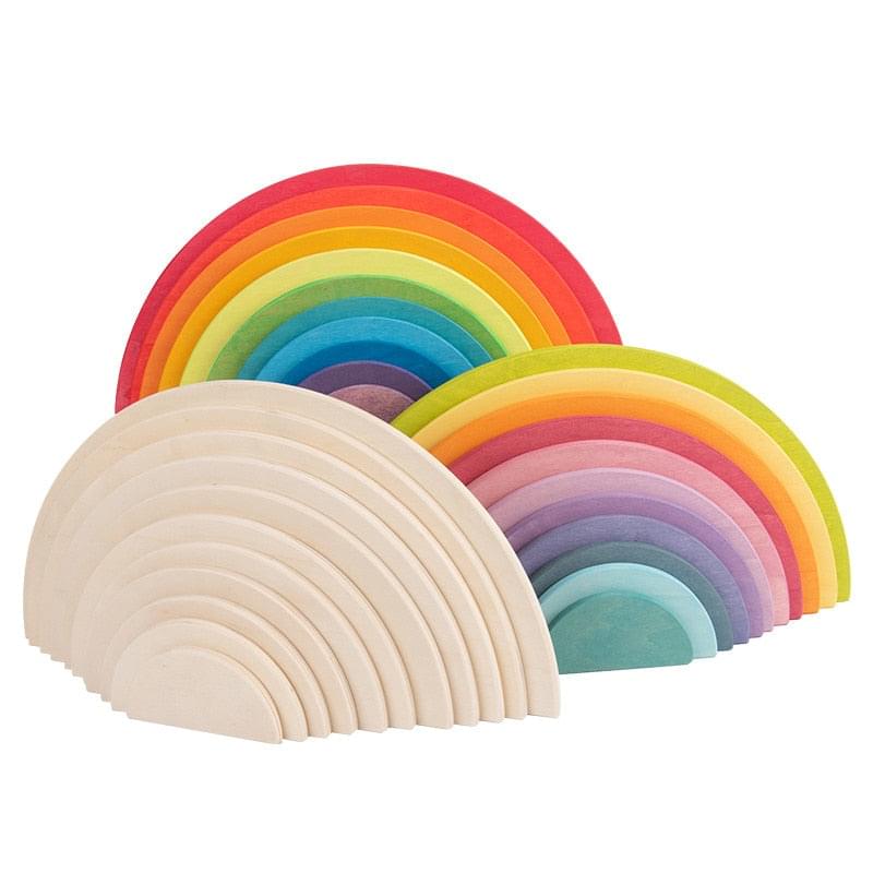 Montessori Wooden Rainbow Semicircles - Large 11-Piece Set - Oliver & Company Montessori Toys