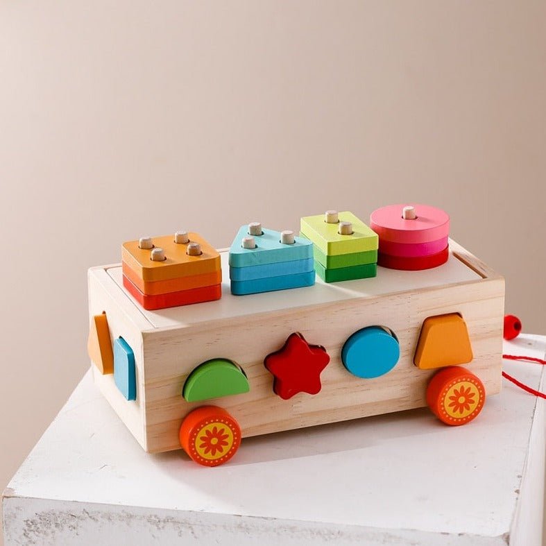 Montessori Wooden Shape Sorter Trailor - Oliver & Company Montessori Toys