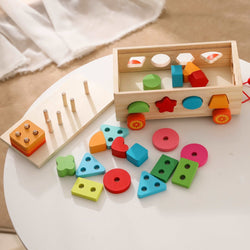 Montessori Wooden Shape Sorter Trailor - Oliver & Company Montessori Toys