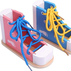 Montessori Wooden Shoelace Sneaker for Toddlers - Oliver & Company Montessori Toys