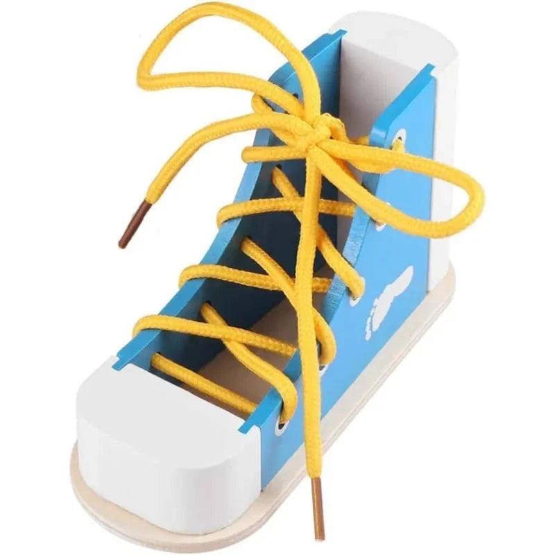 Montessori Wooden Shoelace Sneaker for Toddlers - Oliver & Company Montessori Toys