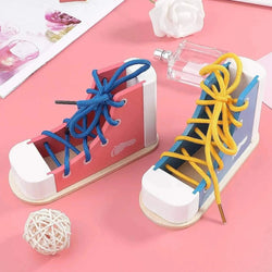 Montessori Wooden Shoelace Sneaker for Toddlers - Oliver & Company Montessori Toys