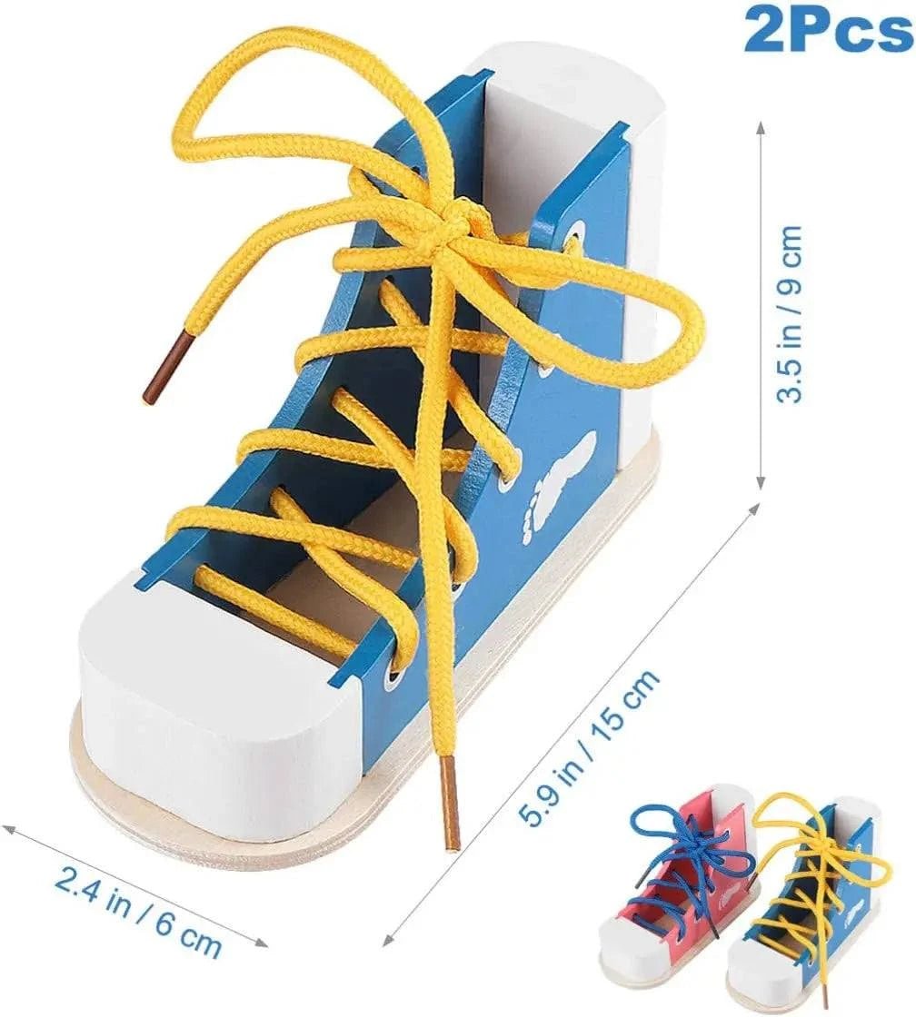 Montessori Wooden Shoelace Sneaker for Toddlers - Oliver & Company Montessori Toys