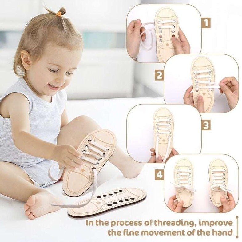 Montessori Wooden Shoelace Toy - Oliver & Company Montessori Toys