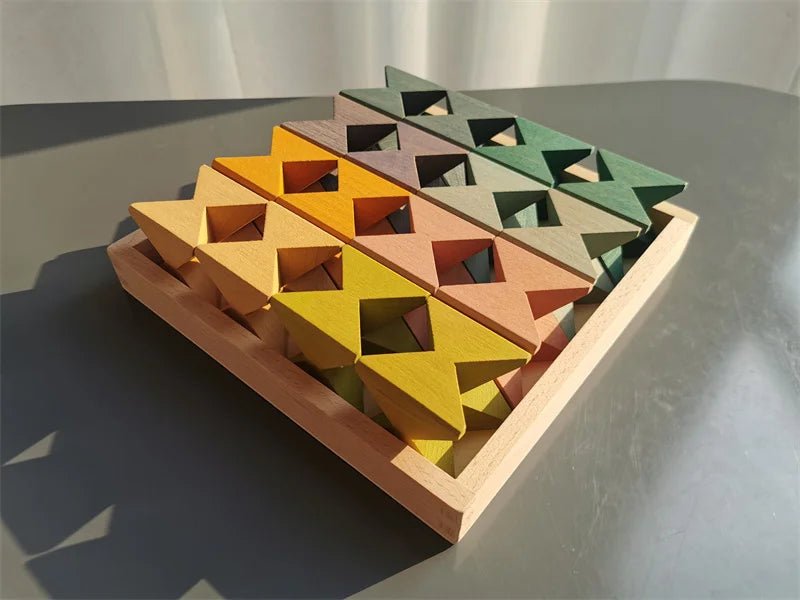 Montessori Wooden Stacking Butterfly Blocks, hand-carved from hardwood, designed for educational play, promoting creativity and motor skills in children through stacking and balancing activities.