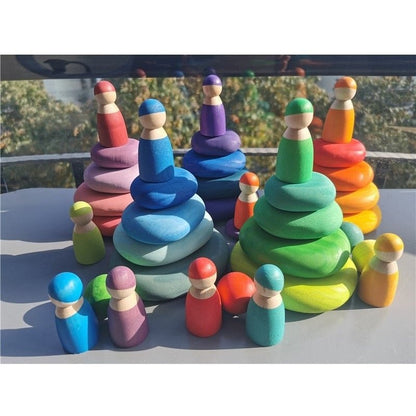 Montessori Wooden Stacking Stones Set - Oliver & Company Montessori Toys
