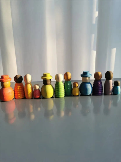 Montessori Wooden Toys: Beech Wood Rainbow Calendar Peg Dolls - Oliver & Company Montessori Toys
