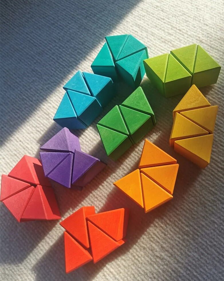 Montessori Wooden Triangle Building Blocks - Oliver & Company Montessori Toys