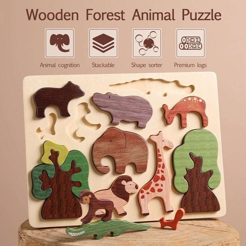 Montessori Wooden Wildlife Puzzle - Oliver & Company Montessori Toys