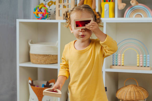 Little girl playing independently