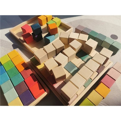 Rainbow Wooden Stacking Blocks - Oliver & Company Montessori Toys