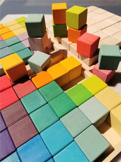 Rainbow Wooden Stacking Blocks - Oliver & Company Montessori Toys