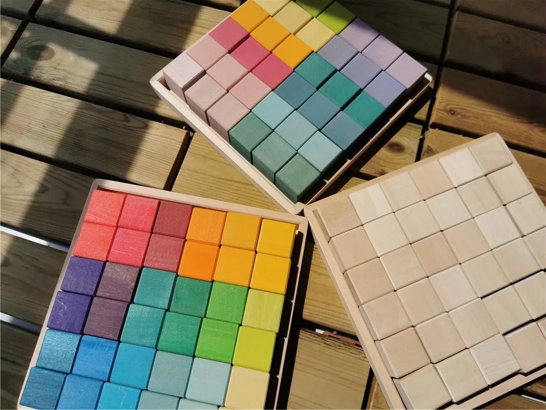 Rainbow Wooden Stacking Blocks - Oliver & Company Montessori Toys