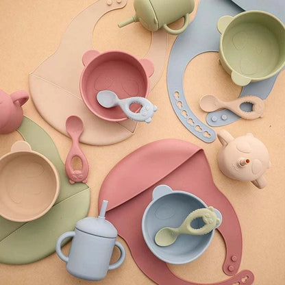 Silicone Baby Feeding Essentials Set - 4 Piece Set - Oliver & Company Montessori Toys