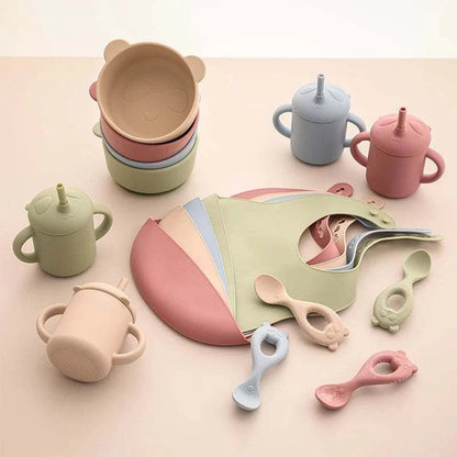 Silicone Baby Feeding Essentials Set - 4 Piece Set - Oliver & Company Montessori Toys