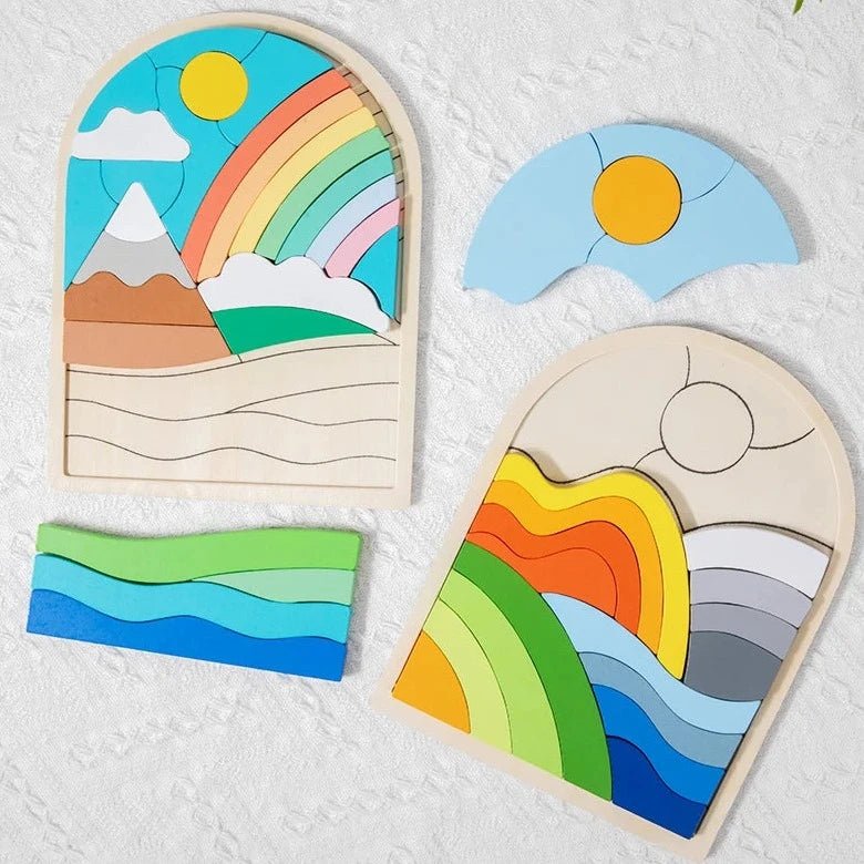 Sunny Shapes Wooden Puzzles - Oliver & Company Montessori Toys