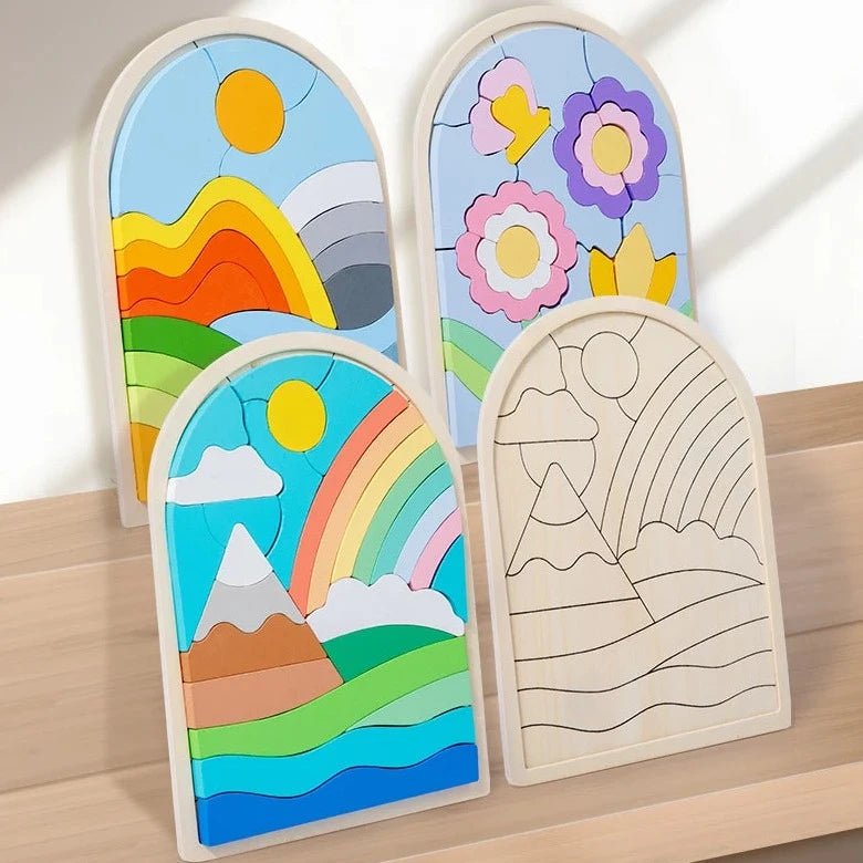 Sunny Shapes Wooden Puzzles - Oliver & Company Montessori Toys