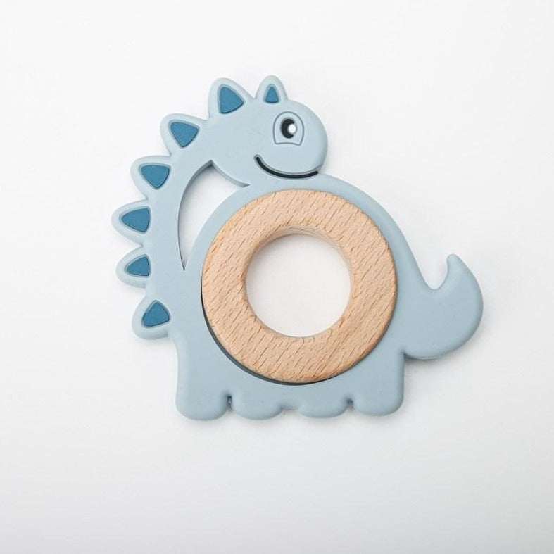 Wood and Silicone Dinosaur Teether - Oliver & Company Montessori Toys