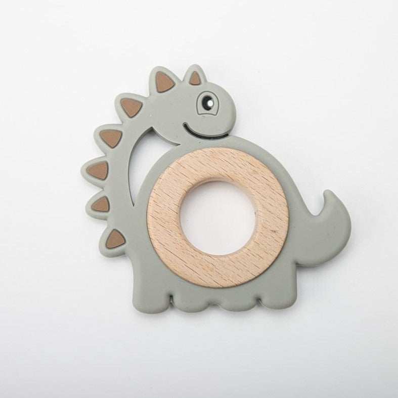 Wood and Silicone Dinosaur Teether - Oliver & Company Montessori Toys