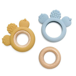 Wood and Silicone Teethers for Baby - Oliver & Company Montessori Toys