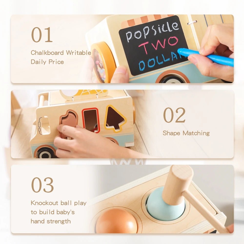 Wooden Montessori Ice Cream Truck - Oliver & Company Montessori Toys