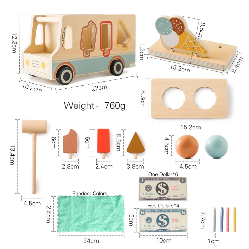 Wooden Montessori Ice Cream Truck - Oliver & Company Montessori Toys