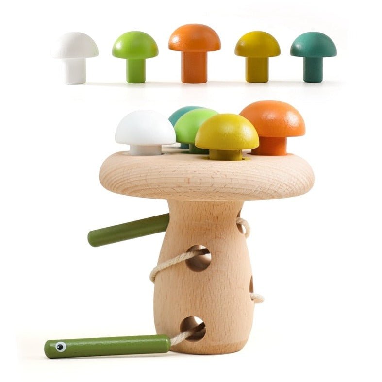 Wooden Montessori Mushroom Threading Game - Oliver & Company Montessori Toys